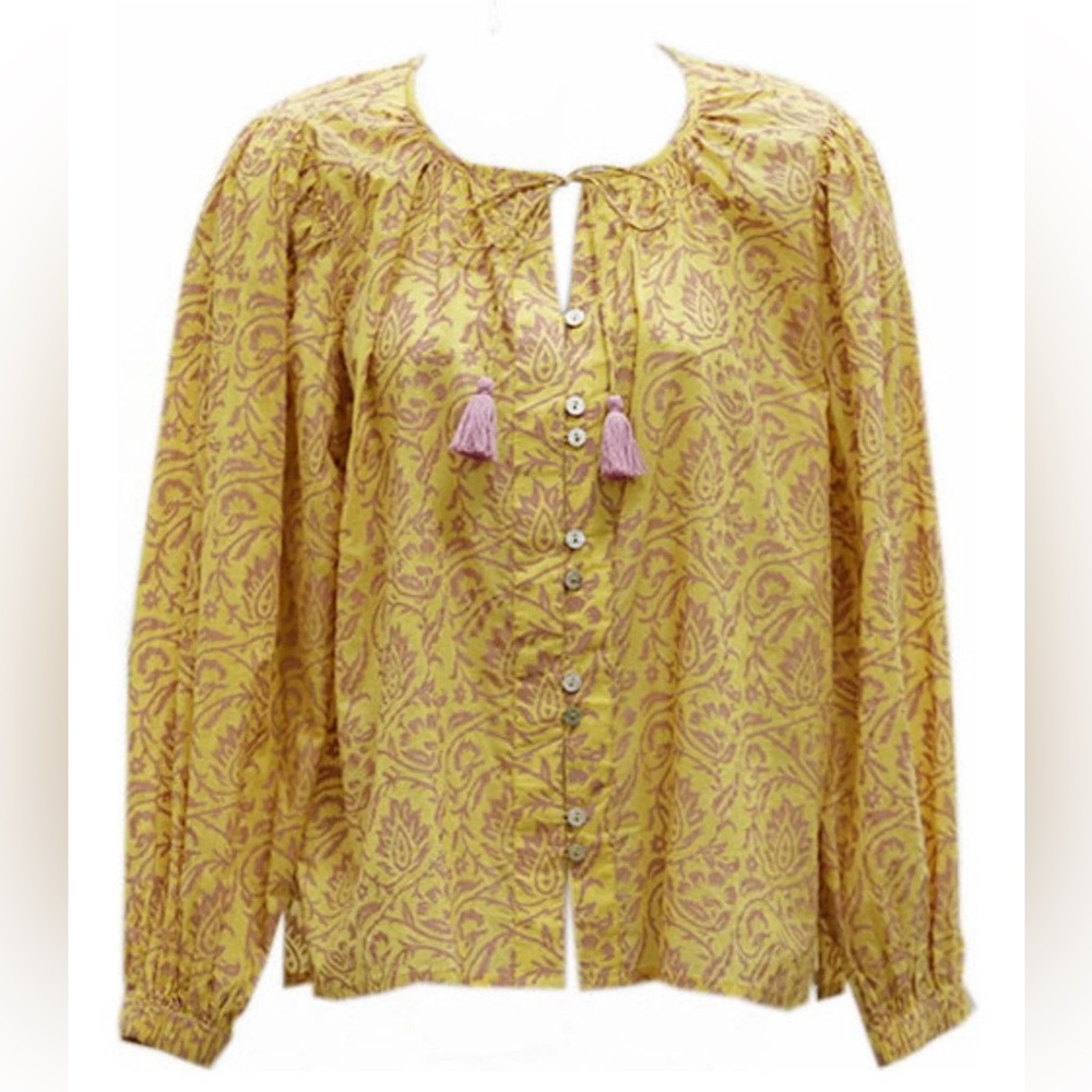 Cleobella Scarlett Tassel Tie Blouse Camellia
